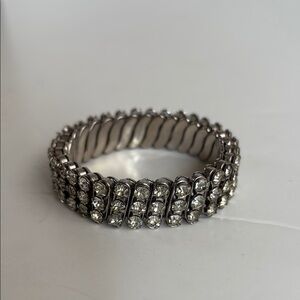 Crystal rhinestone expansion stretch bracelet Hollywood Madonna 80s silver